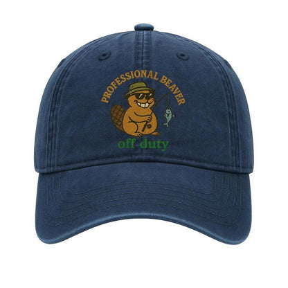 Funny Beaver Embroidered Dad Hat: Off Duty Cotton Baseball Cap