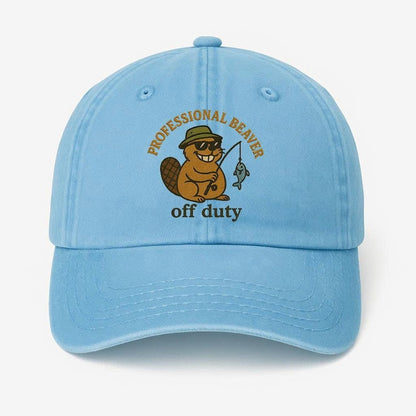 Funny Beaver Embroidered Dad Hat: Off Duty Cotton Baseball Cap