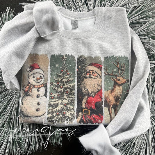 Vintage Christmas Crewneck Sweatshirt | Gildan Sublimated Holiday Pullover | Retro Santa Sweater | Cozy Christmas Gift Sweatshirt