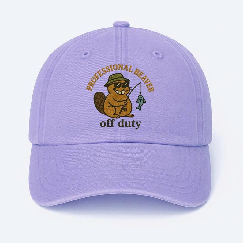 Funny Beaver Embroidered Dad Hat: Off Duty Cotton Baseball Cap