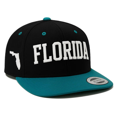Florida Embroidered Snapback Hat – Adjustable Flat Bill Cap with State Outline, Streetwear Baseball Cap