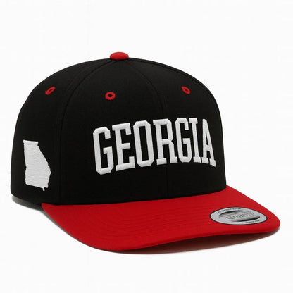 Georgia Embroidered Snapback Hat – Adjustable Flat Bill Baseball Cap with State Outline, Streetwear Cap