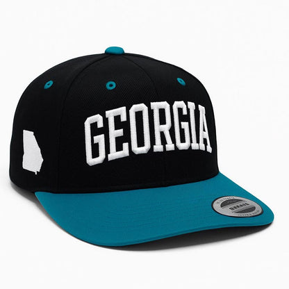 Georgia Embroidered Snapback Hat – Adjustable Flat Bill Baseball Cap with State Outline, Streetwear Cap