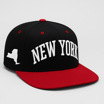Embroidered New York Baseball Cap: State Outline Snapback