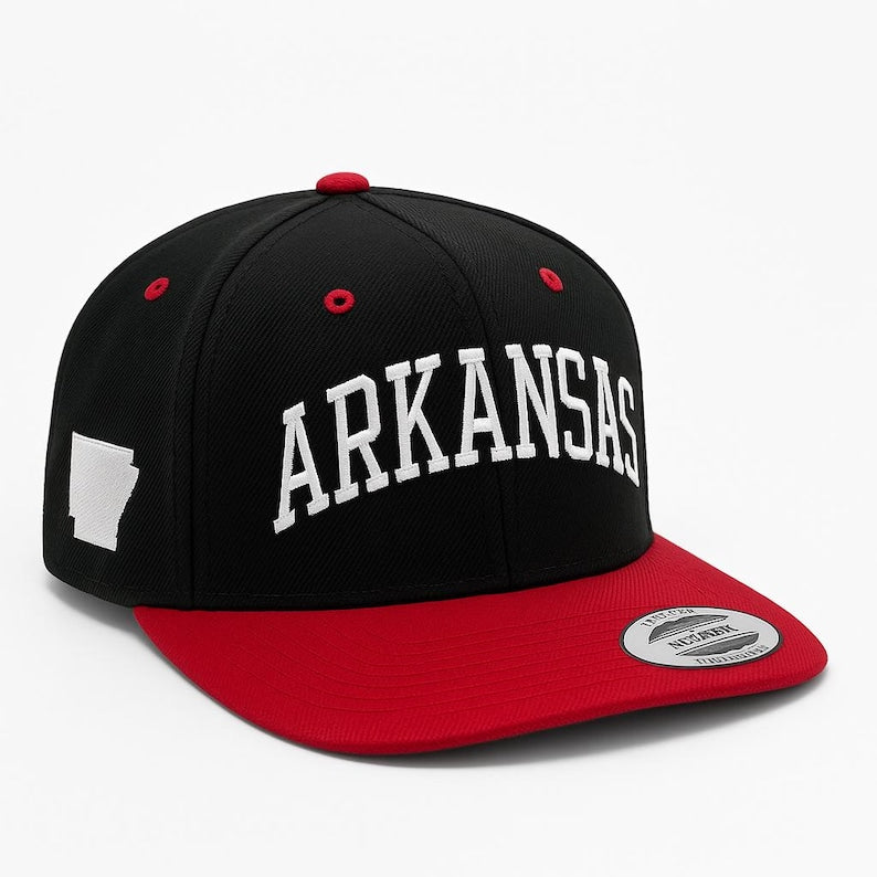 Arkansas Snapback Hat Embroidered State Cap Adjustable Flat Bill Hat for Men and Women