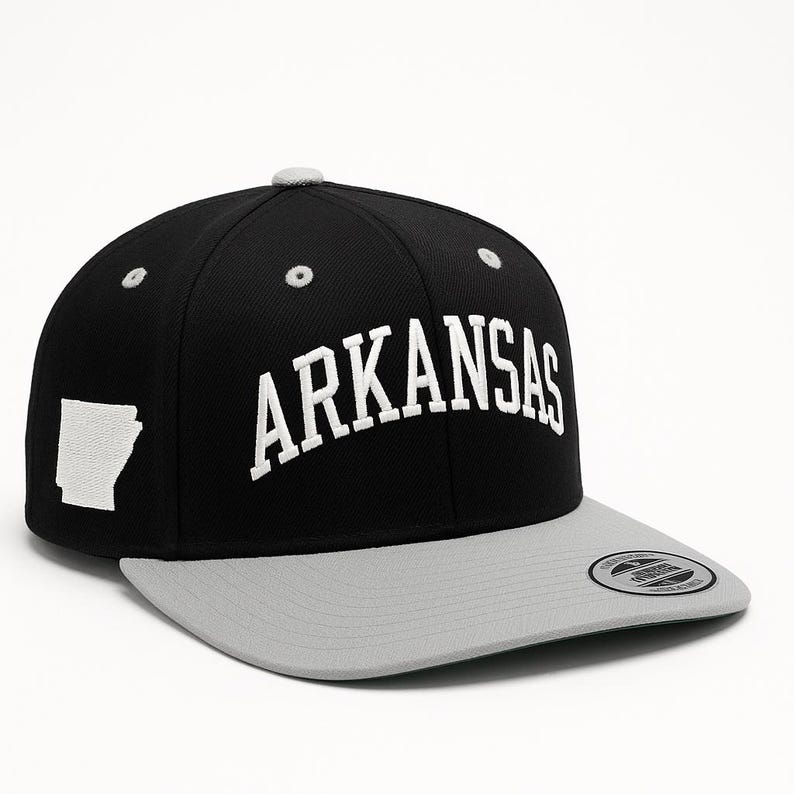 Arkansas Snapback Hat Embroidered State Cap Adjustable Flat Bill Hat for Men and Women