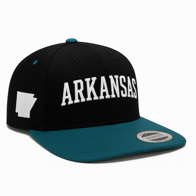 Arkansas Snapback Hat Embroidered State Cap Adjustable Flat Bill Hat for Men and Women