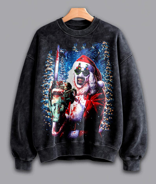 Vintage Christmas Horror Movie Washed Heavy T-Shirt, Horror Movie Sweatshirt, Christmas Hoodie, Unisex T-shirt, Christmas Scary Gift.