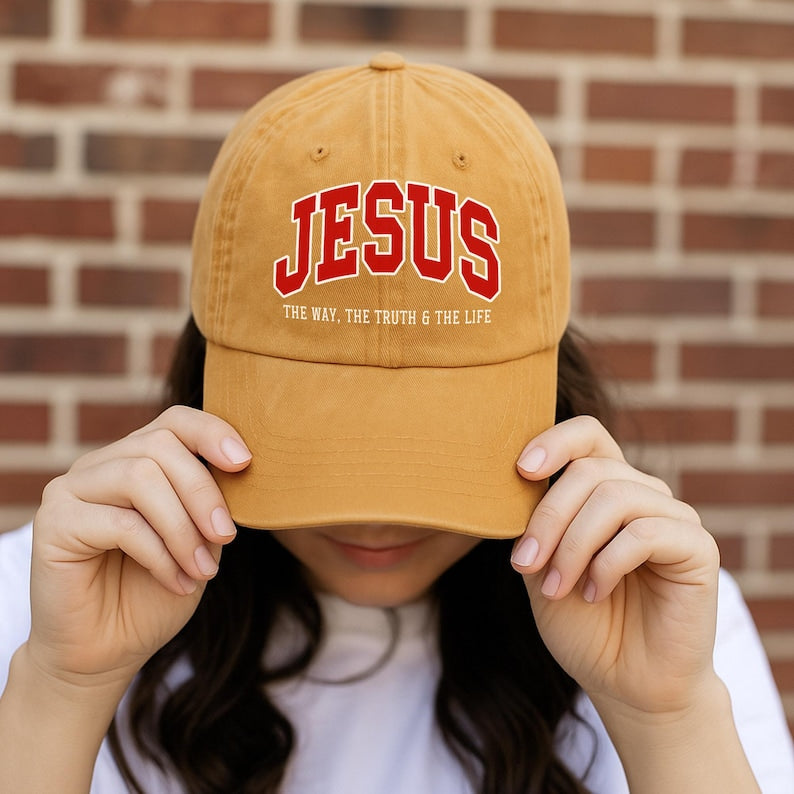 Jesus The Way Baseball Hat, Christian Camo Hat, Religious Gift for Men Women, Washed Cotton Christian Faith Cap