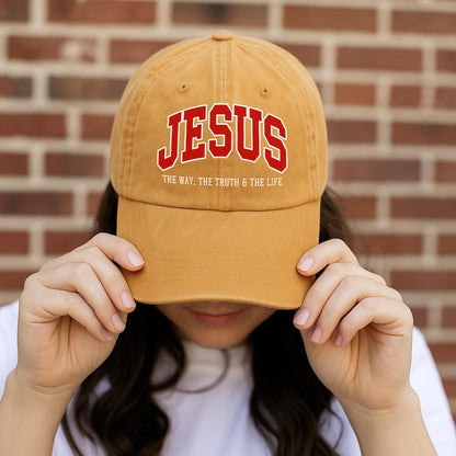 Jesus The Way Baseball Hat, Christian Camo Hat, Religious Gift for Men Women, Washed Cotton Christian Faith Cap