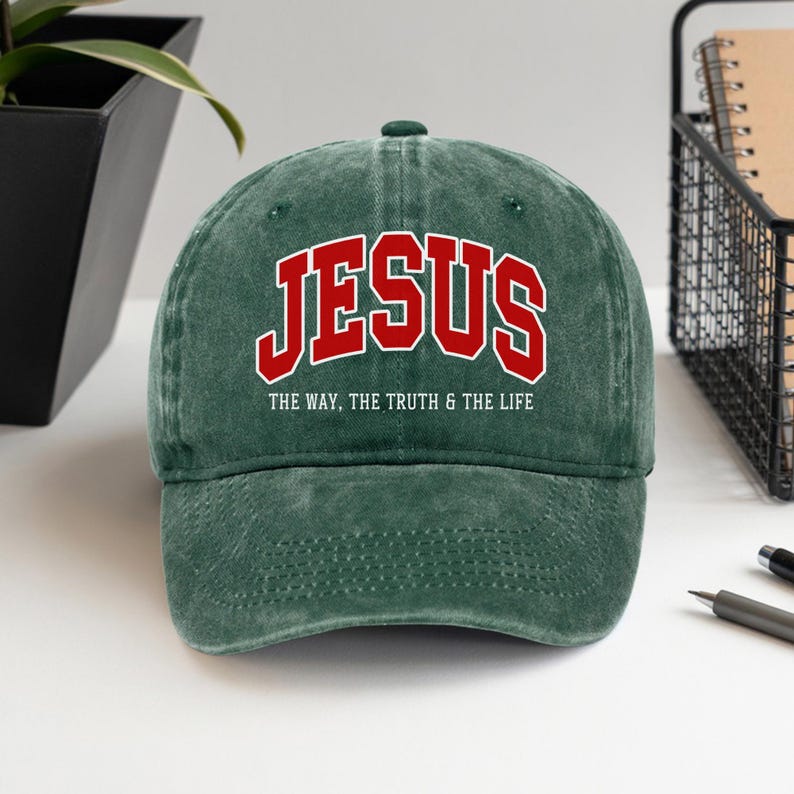 Jesus The Way Baseball Hat, Christian Camo Hat, Religious Gift for Men Women, Washed Cotton Christian Faith Cap