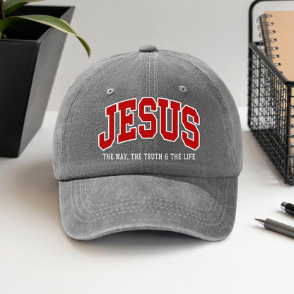 Jesus The Way Baseball Hat, Christian Camo Hat, Religious Gift for Men Women, Washed Cotton Christian Faith Cap