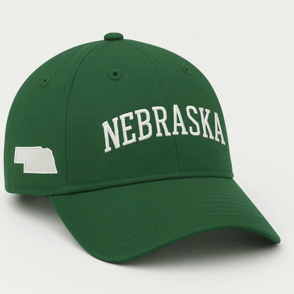 Embroidered Nebraska Dad Hat: State Outline Baseball Cap