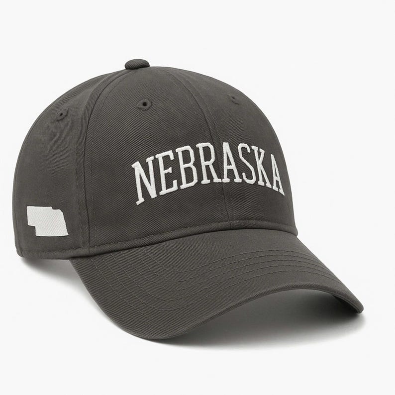 Embroidered Nebraska Dad Hat: State Outline Baseball Cap