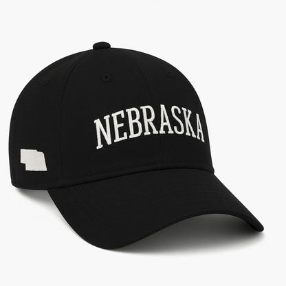 Embroidered Nebraska Dad Hat: State Outline Baseball Cap