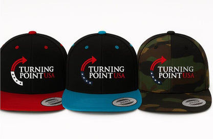 Turning Point USA Snapback – Embroidered Flat Bill Streetwear Cap | High-Profile Adjustable Hat