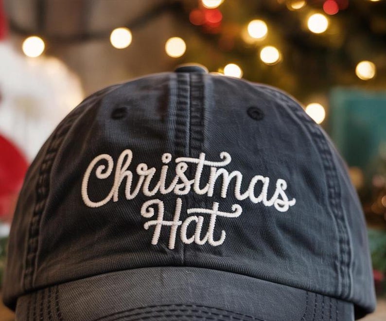 Christmas Hat Embroidered Hat, Christmas Pattern Embroidered Cap, Vintage Style Hat, Funny Christmas Xmas Gift