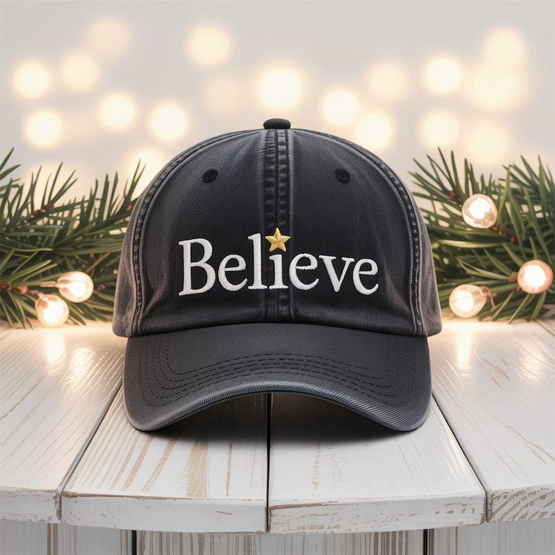 Christmas Believe Embroidered Hat, Christmas Christian Embroidered Cap, Merry Christmas Hat, Winter Gift