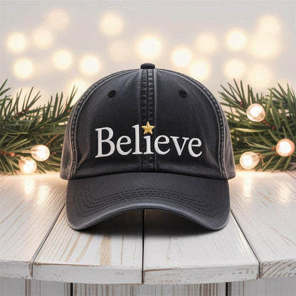 Christmas Believe Embroidered Hat, Christmas Christian Embroidered Cap, Merry Christmas Hat, Winter Gift