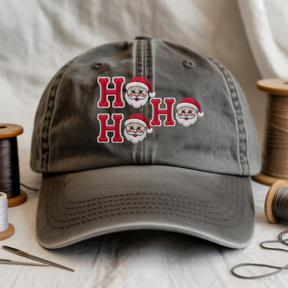Ho Ho Ho Santa Embroidered Hat, Festive Christmas Baseball Cap for Adults, Holiday Embroidery Cap, Funny Ugly Xmas Hat Gift