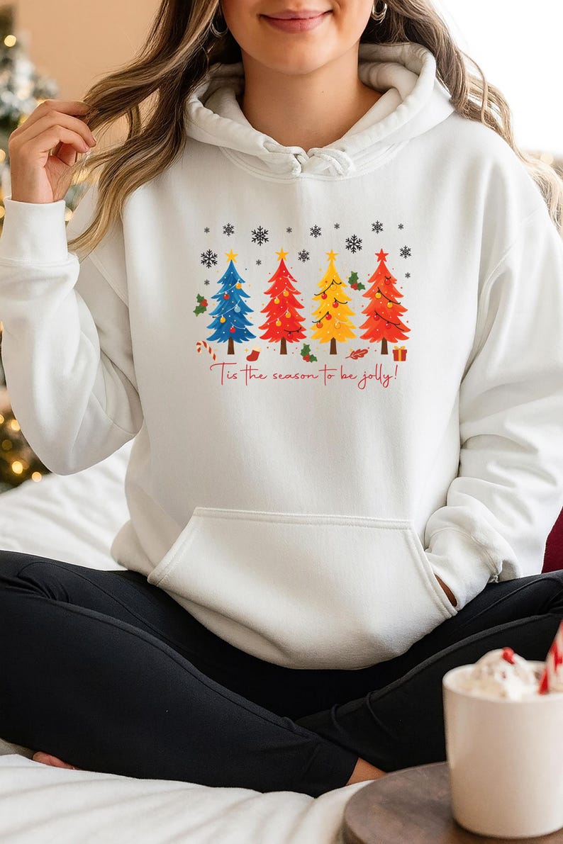 Merry Christmas Hoodie,Nightmare Before Xmass Top, reindeer, snowman, snowflake,santa claus, Elf,festive season ,Tree Flakes (Hod)