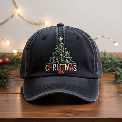 Christmas Tree Embroidered Hat, Merry And Bright Embroidered Cap, Merry Christmas Hat, Winter Gift