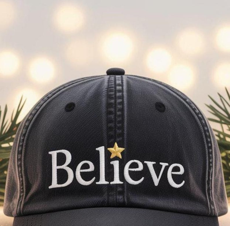 Christmas Believe Embroidered Hat, Christmas Christian Embroidered Cap, Merry Christmas Hat, Winter Gift