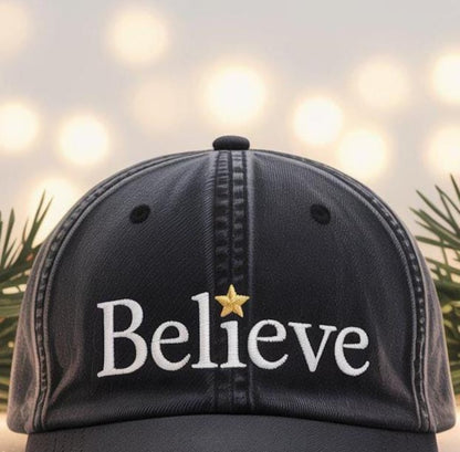 Christmas Believe Embroidered Hat, Christmas Christian Embroidered Cap, Merry Christmas Hat, Winter Gift