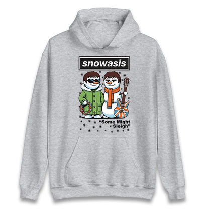 Snowasis Some Might Sleigh Christmas Jumper, Funny xmas Music Band Spoof Hoodie, Music Lovers Christmas T shirt, Snowman Singers Band Top