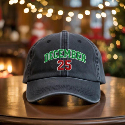 December 25 Embroidered Hat, Christmas Pattern Embroidered Cap, Merry Christmas Hat, Winter Gift