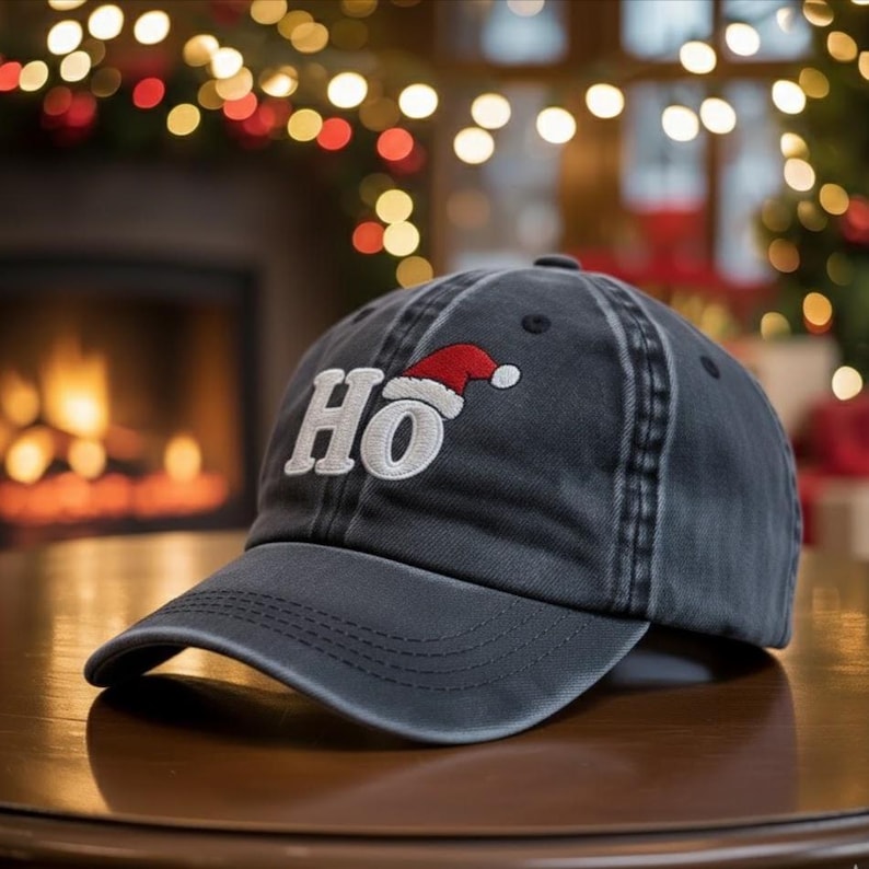 Christmas Ho Ho Ho Santa Claus Embroidered Hat, Christmas Santa Embroidered Cap, Merry Christmas Hat, Winter Gift