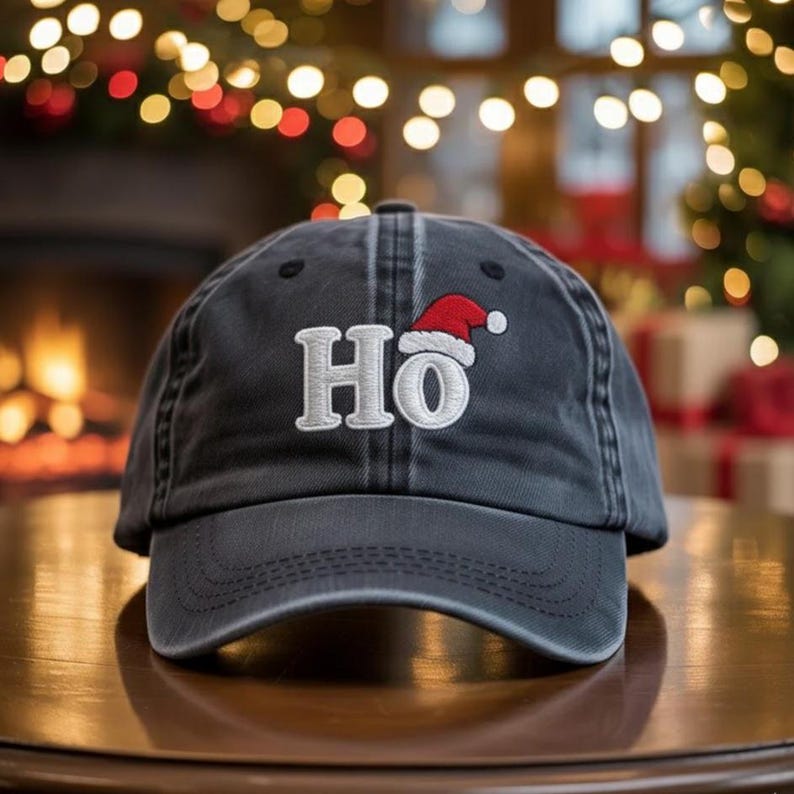 Christmas Ho Ho Ho Santa Claus Embroidered Hat, Christmas Santa Embroidered Cap, Merry Christmas Hat, Winter Gift